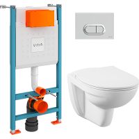 Комплект унитаза с инсталляцией Vitra Normus L-box с сиденьем Микролифт и клавишей смыва Хром глянцевый арт-9773B003-7206 — фото 1, Комплекты унитаз + инсталляция