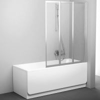 Шторка на ванну Ravak Behappy VS3 130 профиль Сатин стекло Transparent арт-795V0U00Z1 — фото 2, Складные шторки для ванной