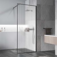 Душевая перегородка Vincea Walk-In 90 профиль Вороненая сталь стекло рифленое арт-VSW-1HP900FLGM — фото 1, Душевые перегородки
