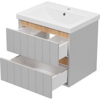 Тумба с раковиной Misty Грей 60 подвесная Серый металлик Дуб Сонома арт-УТ000022655 — фото 3, Тумбы с раковиной