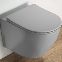 Унитаз CeramaLux подвесной Светло-серый матовый с сиденьем Микролифт арт-2197MH — фото 1, Подвесные унитазы