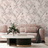 Обои Prima Italiana Arte Bella Винил на флизелине (1,06*10) Серый/Голубой, Птицы/Деревья арт-80325 — фото 2, Обои для стен