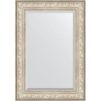 Зеркало Evoform Exclusive 100х70 с фацетом в багетной раме - Виньетка серебро 109 мм арт-BY 3452 — фото 1, Зеркала в ванную комнату