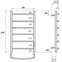 Электрический полотенцесушитель Point Афина П6 500x800 диммер справа Белый арт-PN04858W — фото 3, Электрические полотенцесушители