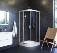 Комплект душевого уголка AM.PM Gem с поддоном с мебелью с унитазом с комплектом смесителей с душевым гарнитуром и аксессуарами арт-UK91SA — фото 1, Душевые уголки четверть круга