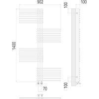 Водяной полотенцесушитель Terminus Европа П28 70х1400 Хром, нижнее подключение, G 1/2" ВР, с комплектом вентилей арт-4670078530639 — фото 4, Водяные полотенцесушители