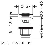 Донный клапан Hansgrohe click-clack Хром арт-50105000 — фото 3, Донные клапаны