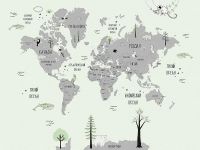 Фреска детская Ortograf Little Friends 34377 Фактура бархат FX Флизелин (4*3) Зеленый/Серый, Карты арт-34377 (бархат FX) — фото 2, Фрески