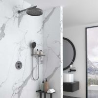 Душевая система Vincea Inspire с термостатом Вороненая сталь арт-VSFW-3I22MT2RGM — фото 1, Встраиваемые душевые комплекты