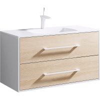 Тумба под раковину Aqwella 5 Stars Маями 100 подвесная Белая Дуб сонома арт-MAI0110 — фото 1, Тумбы под раковину