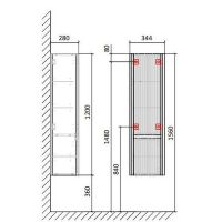 Шкаф пенал Jorno Lumino 34 подвесной Белый арт-Lum.04.120/P/W/JR — фото 6, Пеналы для ванной комнаты