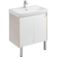 Тумба под раковину Aquaton Сканди Doors 70 Белый глянец Дуб верона арт-1A278901SDB20 — фото 1, Тумбы под раковину