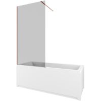 Шторка на ванну Allen Brau Infinity 3 80 профиль Медь браш стекло тонированное арт-3.21066.60.T — фото 1, Неподвижные шторки для ванной