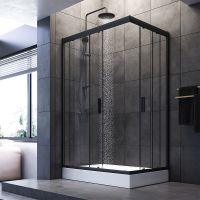 Душевой уголок AM.PM Gem 120х80 профиль Черный матовый стекло прозрачное арт-W90G-404-120280-BT — фото 2, Прямоугольные душевые уголки