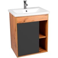 Тумба под раковину VIANT Бостон 70 подвесная Графит матовый Дуб Вотан арт-VBOS70COG-T1STP — фото 4, Тумбы под раковину