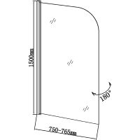 Шторка на ванну Aquanet SG-750 150 профиль Хром стекло прозрачное арт-209411 — фото 12, Неподвижные шторки для ванной