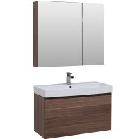 Комплект мебели для ванной Aquanet Нью-Йорк 100 подвесной Шпон Орех арт-211662 — фото 6, Комплекты мебели для ванной