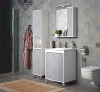 Шкаф пенал Corozo Чикаго 35 Бетон Белый арт-SD-00000307 — фото 2, Пеналы для ванной комнаты