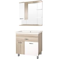 Зеркало со шкафом Style Line Ориноко 80 С с подсветкой Белый Светлое Дерево арт-ЛС-00000637 — фото 3, Зеркальные шкафы в ванную