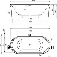 Акриловая ванна Ravak Ypsilon Wall 178x86 без гидромассажа арт-XC00100035 — фото 11, Акриловые ванны