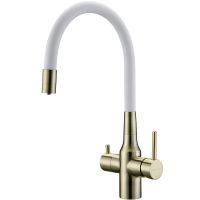 Смеситель для кухни Paulmark Salix Бронза Белый арт-Sa213419-BRw — фото 1, Смесители для кухни