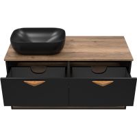 Тумба под раковину Brevita Bergen 105 подвесная Черная матовая Дуб Галифакс олово арт-BER-07105-19-02-2Я — фото 8, Тумбы под раковину