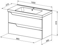 Тумба с раковиной Orange Topline-Milano 100 подвесная Белый глянец арт-TP-MR100+RA — фото 3, Тумбы с раковиной