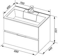 Тумба под раковину Aquanet Алвита 70 подвесная Серый антрацит арт-183992 — фото 8, Тумбы под раковину