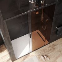 Душевая дверь AM.PM Gem 150 профиль Черный матовый стекло бронзовое-прозрачное арт-W90G-150-1-195BBr — фото 3, Раздвижные душевые двери