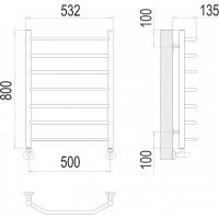 Товар: Водяной полотенцесушитель Terminus Виктория П8 500x800 Хром, нижнее подключение, G 1/2" ВР арт-4670078530134 - фото 5 Водяной полотенцесушитель Terminus Виктория П8 500x800 Хром, нижнее подключение, G 1/2" ВР арт-4670078530134 — фото 5, Водяные полотенцесушители