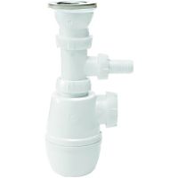 Сифон для кухонной мойки Wirquin Минор с отводом для стиральной или посудомоечной машины Нержавеющая сталь арт-30718032 — фото 1, Сифоны для кухонной мойки