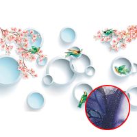 Фреска Ortograf 3D 30739 Фактура бархат серебро FX-S Флизелин (4,3*2,7) Белый/Розовый/Голубой, Цветы/Птицы/Абстракция арт-30739 (бархат серебро FX-S) — фото 1, Фрески