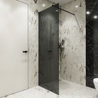 Душевая перегородка STWORKI Берген 80 MV-BE-80-BL-T профиль Черный матовый стекло тонированное арт-583053 — фото 1, Душевые перегородки