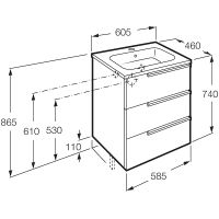 Тумба под раковину Roca Victoria Nord Ice Edition 60 подвесная 3 ящика Белый глянец арт-ZRU9302834 — фото 4, Тумбы под раковину