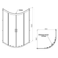 Душевой уголок AM.PM Gem 80х80 радиальный профиль Матовый хром стекло прозрачное арт-W90G-401-080WT — фото 14, Душевые уголки четверть круга