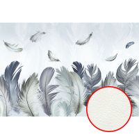 Фреска Ortograf Levity 33360 Фактура флок FLK Флизелин (4*2,7) Голубой/Бирюзовый, Перья арт-33360 (флок FLK) — фото 1, Фрески