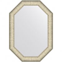 Зеркало Evoform Octagon 70x50 в багетной раме - Брашированное серебро 59 мм арт-BY 7424 — фото 1, Зеркала в ванную комнату