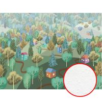 Фреска детская Ortograf Детские 8329 Фактура бархат FX Флизелин (3,6*2,7) Зеленый, Деревья/Домики арт-8329 (бархат FX) — фото 1, Фрески