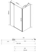 Душевой уголок Vincea Extra 120х90 профиль Черный стекло тонированное арт-VSR-1E111290CGB — фото 6, Прямоугольные душевые уголки
