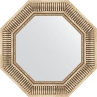 Зеркало Evoform Octagon 58х58 в багетной раме - Серебряный акведук 93 мм арт-BY 3814 — фото 1, Зеркала в ванную комнату