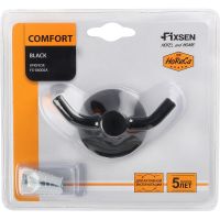 Двойной крючок Fixsen Comfort Black Черный матовый арт-FX-86005A — фото 2, Крючки для полотенец