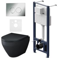 Комплект унитаза с инсталляцией AM.PM Spirit V2.0 FlashClean с сиденьем Микролифт и клавишей смыва Хром глянцевый арт-IS70151.701700MB — фото 1, Комплекты унитаз + инсталляция