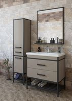 Тумба под раковину Sanflor Норд 80 Тауп Черный муар арт-С08107 — фото 2, Тумбы под раковину