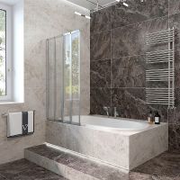 Шторка на ванну Veconi Palau 120 L профиль Хром стекло прозрачное арт-PL74L-120-01-19C4 — фото 2, Складные шторки для ванной