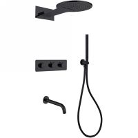 Товар: Душевая система Abber Wasser Kreis с термостатом Черная матовая арт-AF8150B - фото 1 Душевая система Abber Wasser Kreis с термостатом Черная матовая арт-AF8150B — фото 1, Встраиваемые душевые комплекты