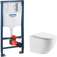 Комплект унитаза WellWant Aura WWU01121WK с инсталляцией Grohe Rapid SL 38772001 с сиденьем Микролифт и клавишей смыва Хром арт-WWU01121WK+38772001 — фото 1, Комплекты унитаз + инсталляция