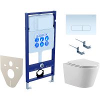Комплект унитаза с инсталляцией Aquatek с сиденьем Микролифт и Белой клавишей смыва арт-SET AQUATEK ВЕГА-1905-013 — фото 1, Комплекты унитаз + инсталляция