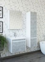 Тумба под раковину Sanflor Калипсо 60 подвесная Белая Ателье светлый арт-С08259 — фото 2, Тумбы под раковину