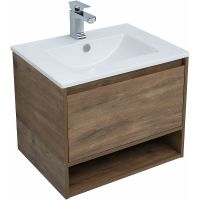 Тумба с раковиной STWORKI Карлстад 60 подвесная Дуб рустикальный арт-418855 — фото 1, Тумбы с раковиной