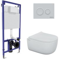 Комплект унитаза с инсталляцией Berges Novum с сиденьем Микролифт и Белой клавишей смыва арт-043250 — фото 1, Комплекты унитаз + инсталляция